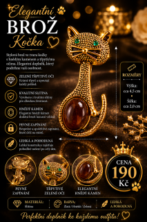 Elegantní brož Kočka