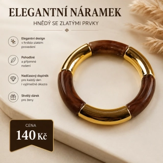 Elegantní náramek v hnědo-zlatém provedení