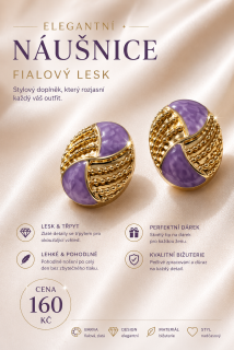 Náušnice fialovo-zlaté – elegantní bižuterie