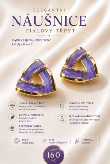 Fialovo-zlaté náušnice – bižuterie