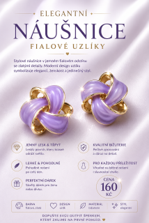 Fialové náušnice – elegantní uzlíkový design