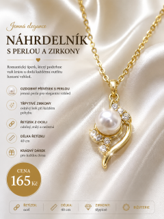 Náhrdelník s perlou a zirkony