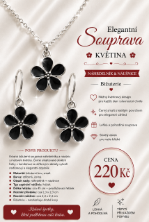 Bižuterní souprava Černá květina
