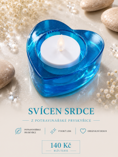 Svícen ve tvaru srdce – modrý