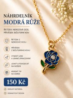 Náhrdelník Modrá růže