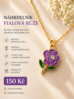Náhrdelník s fialovou květinou