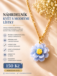 Náhrdelník s modrým květem