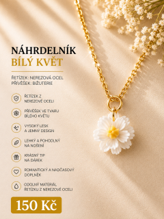 Náhrdelník s bílým květem