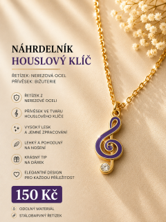 Náhrdelník – Fialový houslový klíč