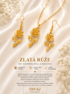 Zlatá růže – náhrdelník a náušnice