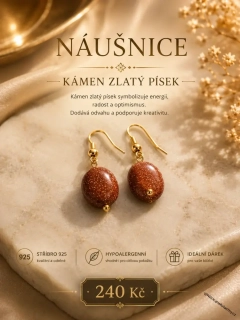 Náušnice kámen zlatý písek